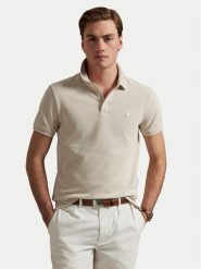 Polo Ralph Lauren Polo 710963494002 Beżowy Custom Slim Fit. Brązowe koszulki polo męskie Polo Ralph Lauren, m, bez wzorów, z bawełny, bez kołnierzyka, bez ramiączek. Za 379.99 zł.