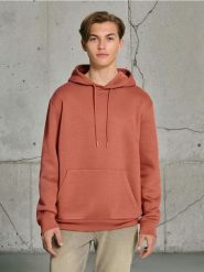 Bluza hoodie basic - koralowy. Pomarańczowe bluzy nierozpinane męskie Sinsay, l, bez wzorów, bez ramiączek, bez kaptura. Za 39.99 zł.