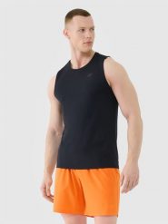 4F Tank top treningowy szybkoschnący męski - czarny XL. Czarne t-shirty sportowe męskie 4f, m, bez wzorów, z dzianiny, klasyczne, bez ramiączek. Za 69.99 zł.