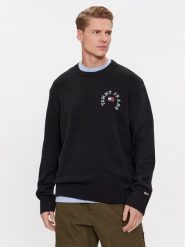 Tommy Jeans Sweter Arched Graphic DM0DM16784 Czarny Relaxed Fit. Czarne kardigany męskie Tommy Jeans, l, bez wzorów, z bawełny, bez ramiączek. Za 379.99 zł.
