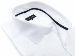 Biała elastyczna koszula męska z długim rękawem 007. Białe koszule męskie Mmer / Villaro - Koszule męskie, m, bez wzorów, z bawełny, bez kołnierzyka, bez ramiączek. W wyprzedaży za 198.00 zł.