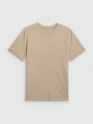 4F T-shirt regular gładki męski - beżowy XL. Brązowe t-shirty męskie 4f, m, bez wzorów, z bawełny, bez kołnierzyka, bez ramiączek. Za 59.99 zł.