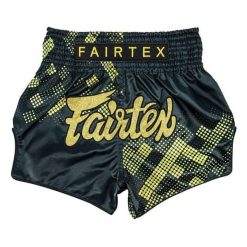 Spodenki Muay Thai Fairtex BS1931 Czarne-Złote L. Czarne szorty sportowe męskie FAIRTEX, bez wzorów, sportowe. Za 279.00 zł.