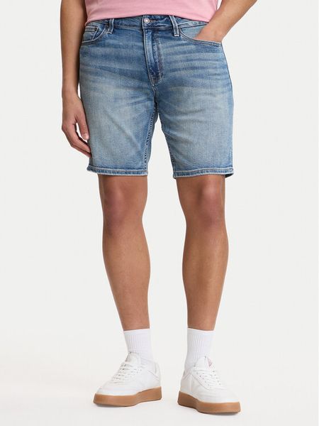 Guess Szorty jeansowe M6GDV2 D1095 Niebieski Regular Fit. Niebieskie szorty męskie Guess, z aplikacjami, z bawełny. Za 394.99 zł.