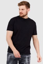 VALENTINO GARAVANI Czarny t-shirt męski z ćwiekami. Czarne t-shirty męskie Valentino Garavani, l, bez wzorów, prążkowane, bez kołnierzyka, bez ramiączek. W wyprzedaży za 1,499.99 zł.