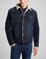 LEE SHERPA JACKET DARK SIDNEY L87BSGSU 112140974. Płaszcze męskie Lee, l, bez wzorów, z jeansu, bez kaptura. W wyprzedaży za 259.99 zł.