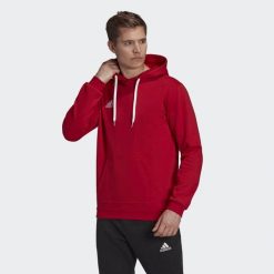 Bluza do piłki nożnej męska Adidas Entrada 22. Czerwone bluzy nierozpinane męskie ADIDAS, m, bez wzorów, z bawełny, sportowe, bez ramiączek, bez kaptura. Za 135.00 zł.