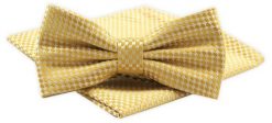 Mucha Męska Alties z Poszetką - Żółta, Bez Wzoru. Żółte krawaty i muchy męskie Alties, bez wzorów, eleganckie. Za 54.00 zł.