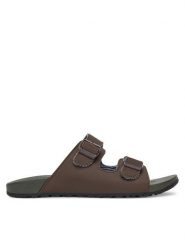 Skechers Klapki Pelem-Rolento 66042/CHOC Brązowy. Brązowe klapki i japonki męskie Skechers, bez wzorów, ze skóry. Za 169.99 zł.