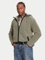 Tommy Jeans Polar DM0DM19224 Zielony Regular Fit. Zielone bluzy z polaru męskie Tommy Jeans, l, bez wzorów, z jeansu, bez ramiączek, bez kaptura. Za 419.99 zł.