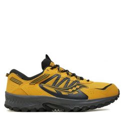 Trekkingi Saucony. Żółte buty trekkingowe męskie Saucony, bez wzorów, z gore-texu, sportowe, bez obcasa, bez zapięcia. Za 449.99 zł.