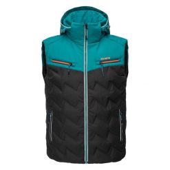 Kurtka puchowa bez rękawów Iguana Odel. Czarne kurtki męskie IGUANA, bez wzorów, z puchu, sportowe, bez ramiączek, bez kaptura. W wyprzedaży za 563.70 zł.