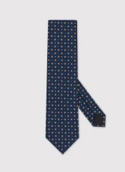 PAKO LORENTE – Wzorzysty granatowy krawat. Niebieskie krawaty i muchy męskie Pako Lorente, bez wzorów, z mikrofibry. Za 39.99 zł.