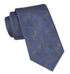 Modny Męski Krawat - Alties - Niebieski, Beż i Stalowy, Kompozycja w Kwiaty. Niebieskie krawaty i muchy męskie Alties, z aplikacjami, z tkaniny, eleganckie. Za 49.00 zł.