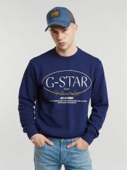 G-Star Raw Bluza Circle D25100-D257 Niebieski Regular Fit. Niebieskie bluzy nierozpinane męskie G-Star Raw, m, bez wzorów, z bawełny, retro, bez ramiączek, bez kaptura. Za 249.99 zł.