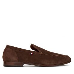 Półbuty Tommy Hilfiger. Brązowe codzienne półbuty męskie Tommy Hilfiger, bez wzorów, bez obcasa, bez zapięcia. Za 459.99 zł.