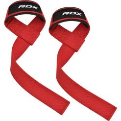 Paski do podnoszenia ciężarów RDX W1 Weight Training Wrist Straps. Czerwone paski męskie RDX SPORTS, bez wzorów, sportowe. Za 49.99 zł.