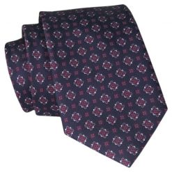 Krawat Angelo di Monti - Granatowy, Grochy Bordo. Niebieskie krawaty i muchy męskie Angelo di Monti, bez wzorów, z tkaniny, eleganckie. Za 45.00 zł.
