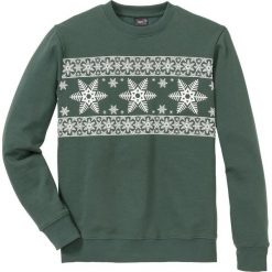 Bluza Regular Fit bonprix zielony wojskowy - biały z nadrukiem. Bluzy nierozpinane męskie marki bonprix. Za 59.99 zł.