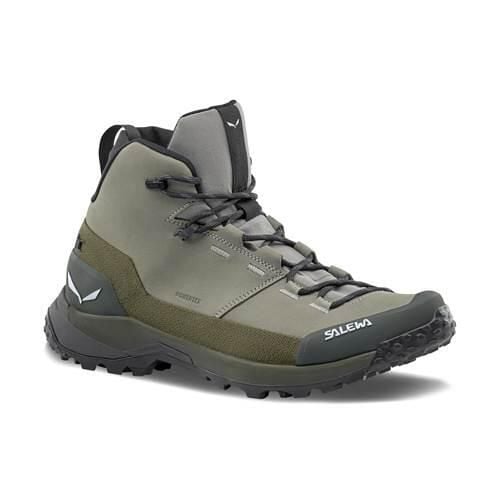 Buty trekkingowe męskie Salewa Puez Leather Mid Powertex. Zielone buty trekkingowe męskie Salewa, bez wzorów, z materiału, bez zapięcia, trekkingowe. Za 1,215.00 zł.