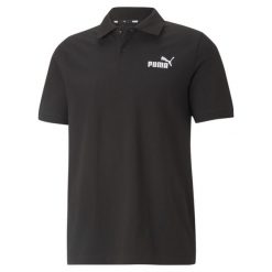Męska koszulka polo z piki Essentials PUMA Black. Czarne koszulki polo męskie Puma, m, bez wzorów, prążkowane, klasyczne, bez kołnierzyka, bez ramiączek. W wyprzedaży za 93.25 zł.