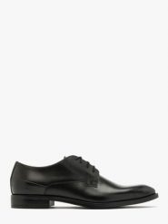 Czarne półbuty wizytowe. Czarne eleganckie półbuty męskie Ryłko, ze skóry, wizytowe, bez obcasa, bez zapięcia. Za 399.99 zł.