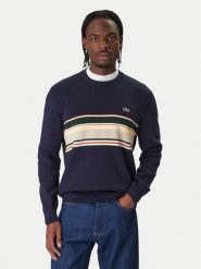 Lacoste Sweter AH5944 Granatowy Regular Fit. Niebieskie kardigany męskie Lacoste, bez wzorów, z bawełny, bez kołnierzyka, bez ramiączek. Za 659.99 zł.