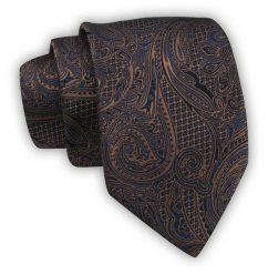 Krawat Alties (7 cm) - Granat w Duży Orientalny Wzór. Niebieskie krawaty i muchy męskie Alties, bez wzorów, z tkaniny, eleganckie. Za 49.00 zł.