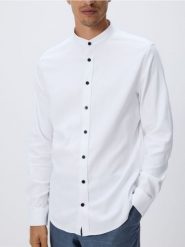 Koszula super slim z bawełny egipskiej - biały. Białe koszule męskie Reserved, l, bez wzorów, z bawełny, bez kołnierzyka, bez ramiączek. Za 129.99 zł.