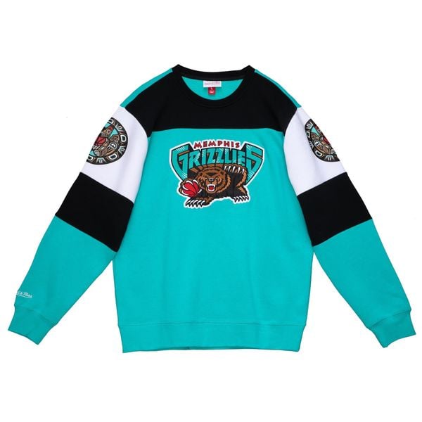 Bluza okrągły dekolt Memphis Grizzlies. Niebieskie bluzy nierozpinane męskie Mitchell & Ness, bez wzorów, sportowe, bez ramiączek, bez kaptura. Za 307.50 zł.