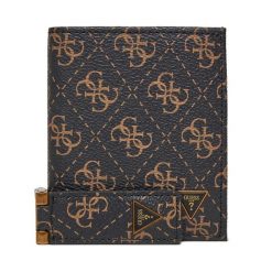 Zestaw portfel i brelok Guess. Brązowe portfele męskie Guess, z aplikacjami. Za 359.99 zł.
