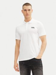 KARL LAGERFELD Polo 745088 552235 Biały Regular Fit. Białe koszulki polo męskie KARL LAGERFELD, l, bez wzorów, z bawełny, bez kołnierzyka, bez ramiączek. Za 179.99 zł.