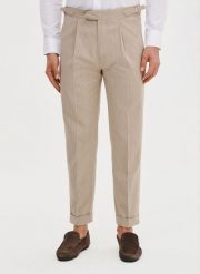 PAKO LORENTE - Spodnie męskie w prążek z lnem. Spodnie na co dzień męskie Pako Lorente, bez wzorów, z bawełny, casualowe. Za 249.99 zł.