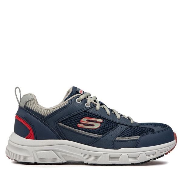 Trekkingi Skechers. Niebieskie buty trekkingowe męskie Skechers, bez wzorów, sportowe, bez obcasa, bez zapięcia. Za 199.99 zł.