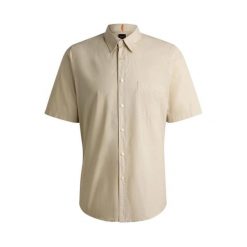 Koszula męska BOSS Relegant_6-short_M Light Beige (50537331-271). Brązowe koszule męskie Boss, m, bez wzorów, casualowe, bez ramiączek. Za 249.00 zł.