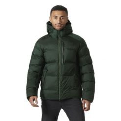Kurtka puchowa Helly Hansen Winter. Czarne kurtki męskie Helly Hansen, bez wzorów, z puchu, sportowe, bez ramiączek, z kapturem. W wyprzedaży za 1,251.50 zł.