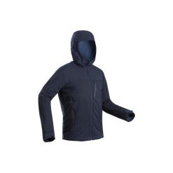 Kurtka trekkingowa Trek 900 Windwarm męska. Niebieskie kurtki męskie FORCLAZ, l, bez wzorów, z elastanu, bez ramiączek, bez kaptura. Za 309.99 zł.