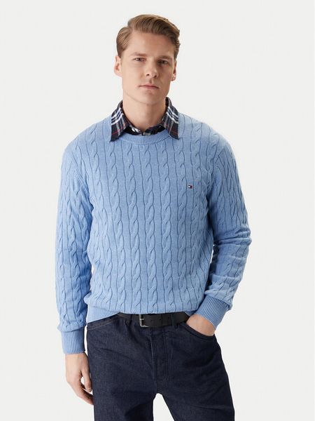 Tommy Hilfiger Sweter MW0MW33132 Niebieski Regular Fit. Niebieskie kardigany męskie Tommy Hilfiger, bez wzorów, z bawełny, bez kołnierzyka, bez ramiączek. Za 569.99 zł.