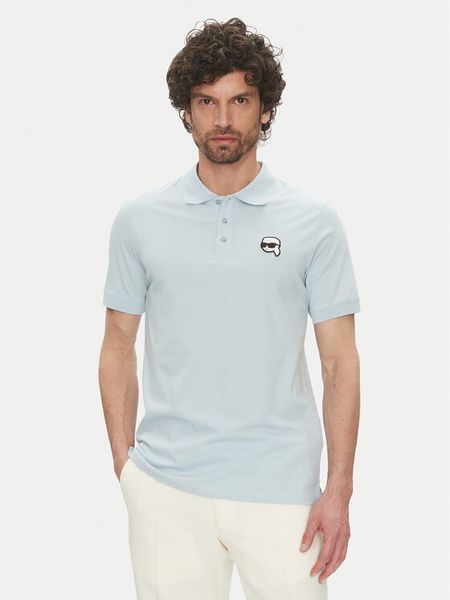 KARL LAGERFELD Polo 745710 552224 Błękitny Regular Fit. Niebieskie koszulki polo męskie KARL LAGERFELD, m, bez wzorów, z bawełny, bez kołnierzyka, bez ramiączek. Za 269.99 zł.