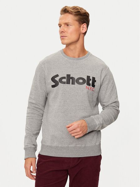 Schott NYC Bluza SWCREW Szary Regular Fit. Szare bluzy nierozpinane męskie Schott NYC, m, bez wzorów, z bawełny, bez ramiączek, bez kaptura. Za 189.99 zł.
