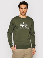 Alpha Industries Bluza Basic Sweater 178302 Zielony Regular Fit. Zielone bluzy nierozpinane męskie Alpha Industries, l, bez wzorów, z bawełny, bez ramiączek, bez kaptura. Za 169.99 zł.