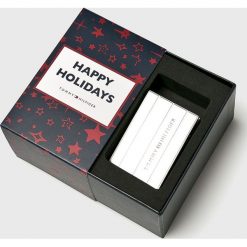 Tommy Hilfiger - Pasek skórzany Happy Holidays. Szare paski męskie Tommy Hilfiger, w paski, z materiału. Za 299.90 zł.