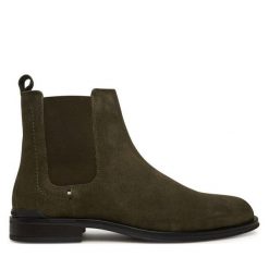 Sztyblety Tommy Hilfiger. Brązowe sztyblety męskie Tommy Hilfiger, bez obcasa, bez zapięcia. Za 489.99 zł.