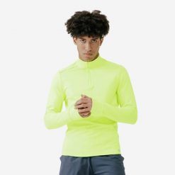 Bluza do biegania męska Kalenji Run 100 Warm Visibilite. Żółte bluzy nierozpinane męskie KALENJI, m, bez wzorów, z bawełny, sportowe, bez ramiączek, bez kaptura. Za 59.99 zł.