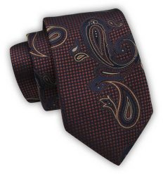 Krawat Alties (7 cm) - Miedziano Brązowy, Wzór Paisley. Brązowe krawaty i muchy męskie Alties, bez wzorów, z tkaniny, eleganckie. Za 49.00 zł.