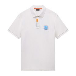 Koszulka polo męska Napapijri E-Clanis. Białe koszulki polo męskie Napapijri, m, bez wzorów, bez kołnierzyka, bez ramiączek. Za 209.99 zł.