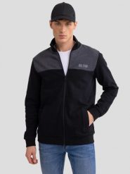 Bluza męska ze stójką czarna Joe 906. Czarne bluzy rozpinane męskie Big Star, na zimę, l, bez wzorów, z bawełny, biznesowe, bez ramiączek, bez kaptura. Za 249.99 zł.