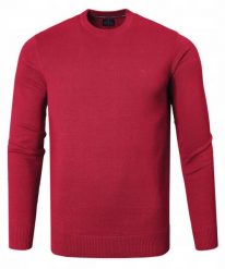 Bawełniany Sweter Męski, Okrągły Dekolt - Pako Jeans - Czerwony. Czerwone kardigany męskie Pako Jeans, l, bez wzorów, z bawełny, bez ramiączek. Za 169.00 zł.