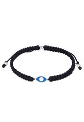 KUZZOI Męski symbol złego oka z czarnym nylonem w srebrze próby 925 Sterling Silver Bransoletki 1 ct Męskie. Czarne biżuteria dla mężczyzn KUZZOI, z materiału, srebrne. Za 177.64 zł.