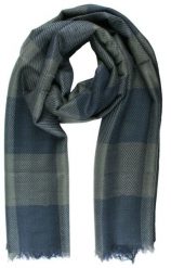 Lekki Szalik Wiosenno-Jesienny - Teer - Niebiesko-Szara Krata. Szare szaliki męskie Teer, na jesień, bez wzorów, z materiału, eleganckie. Za 45.00 zł.